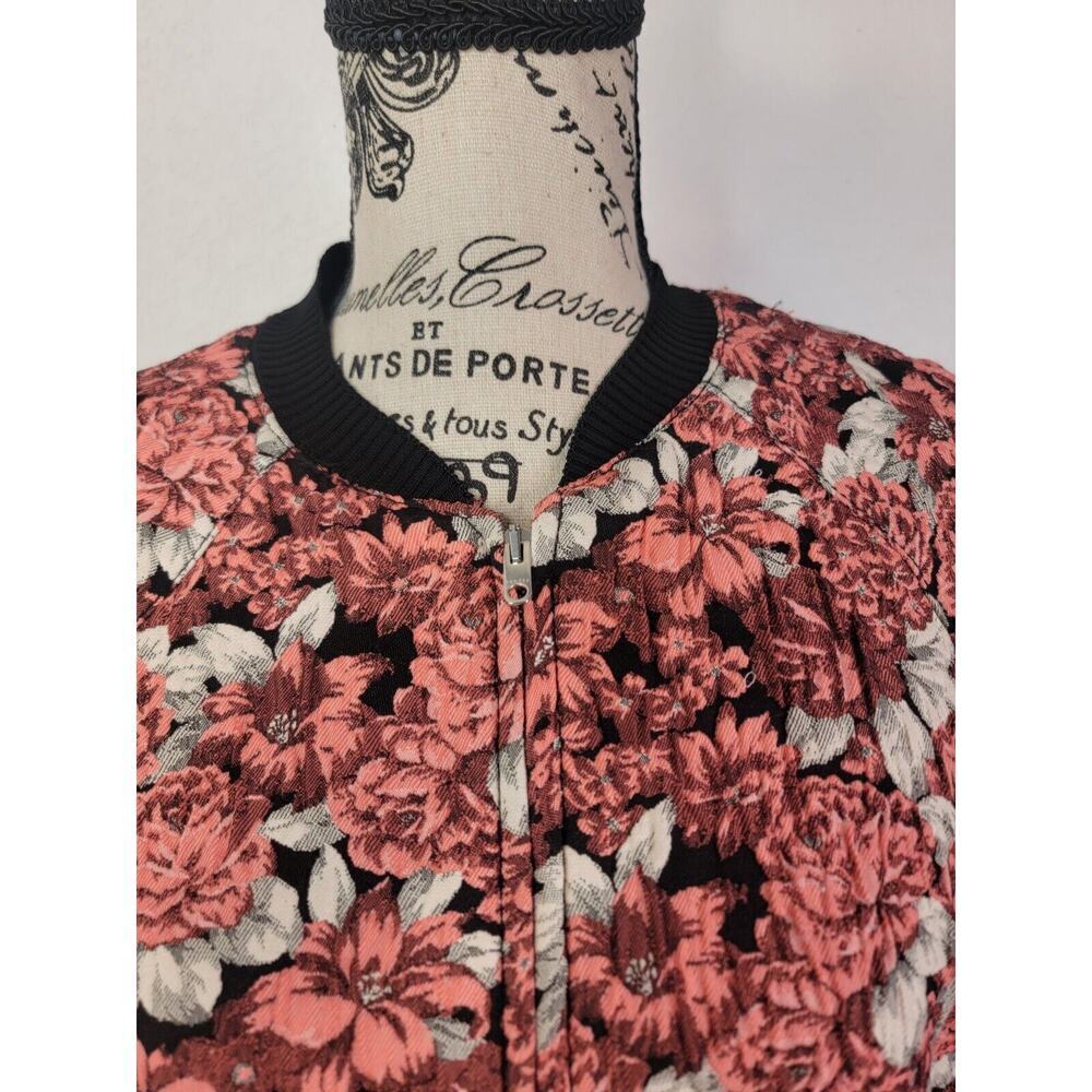 Sandro Paris Floral Crop Bomber Jacket Womens Sz 2 (M) Evora Jacquard Full Zip - Picture 3 of 9